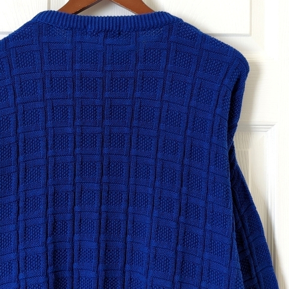 Claiborne 90's Vintage Classic Woven Jacquard Knit Crewneck Sweater Blue XL - Picture 9 of 9